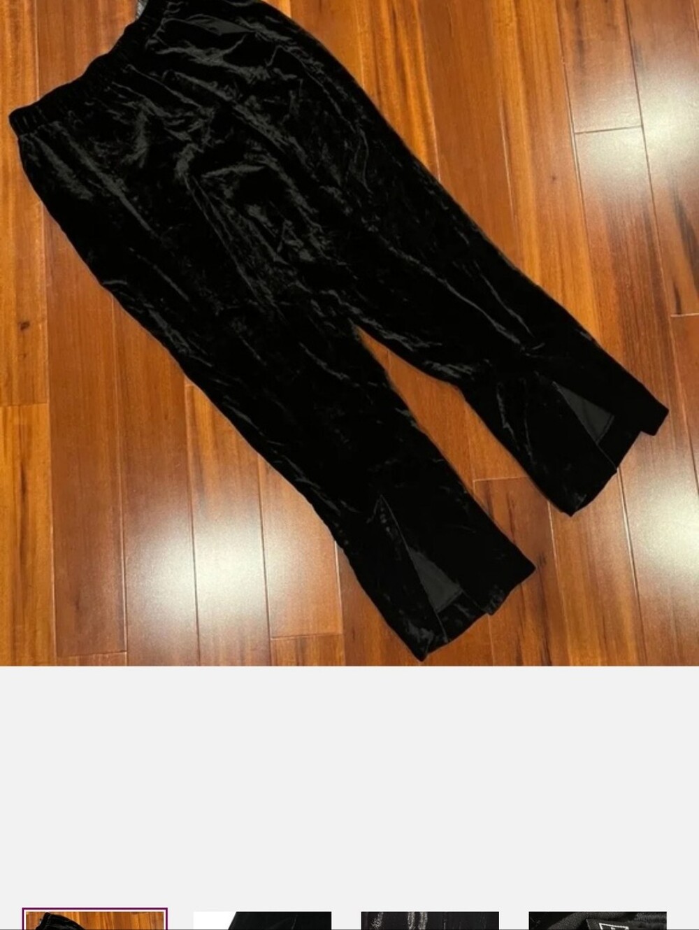 Theory RTR Crushed Velvet Pants Black Elastic waist w/Splits Silk blend 🔥110
